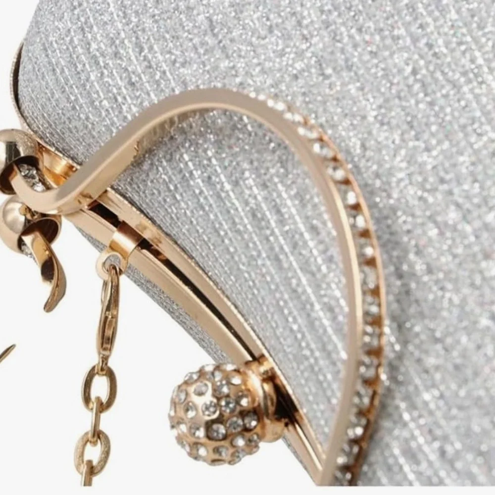 NEW rhinestone evening bag with removable chain strap - Picture 8 of 11